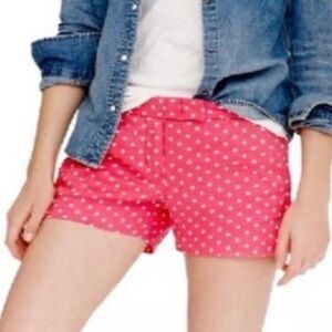 J. Crew linen shorts polka‎ dot pink size 0 summer time beach casual weekend EUC